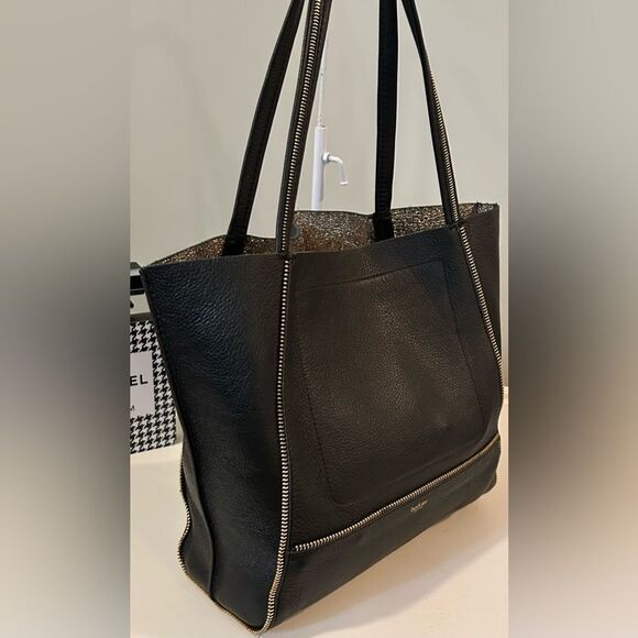 BOTKIER BLACK PEBBLE LEATHER SOHO ZIPPER TRIM TOTE SHOULDER BAG $298 - Picture 6 of 15
